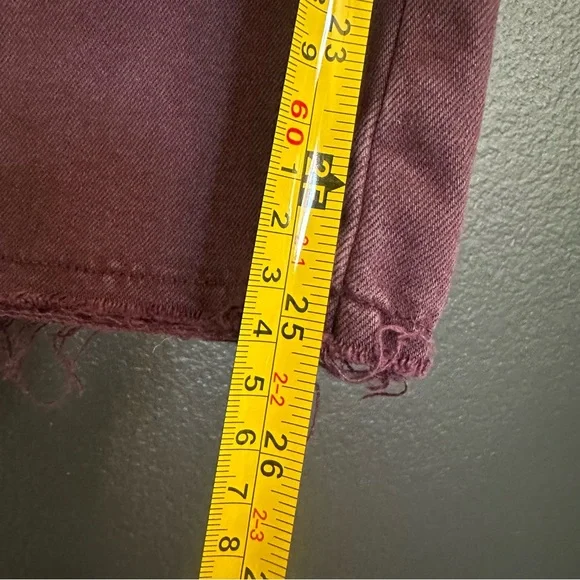 AMO Easy Army Trouser Pants Size 25 Burgundy High Rise Utility Crop Raw Hem - Picture 8 of 10